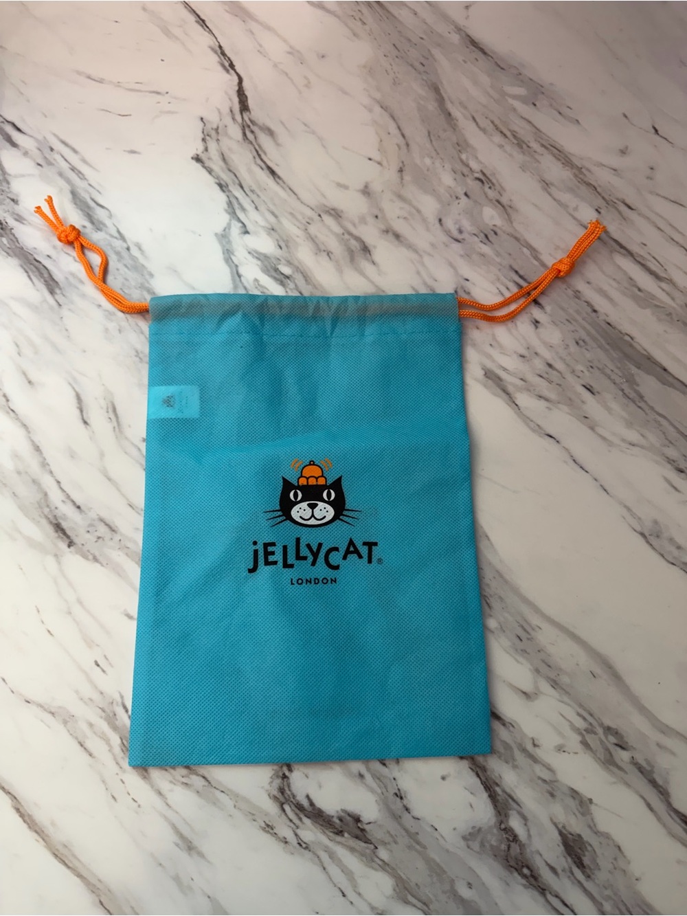 Jellycat Teal Drawstring Logo Dust Bag with Orange Cords
